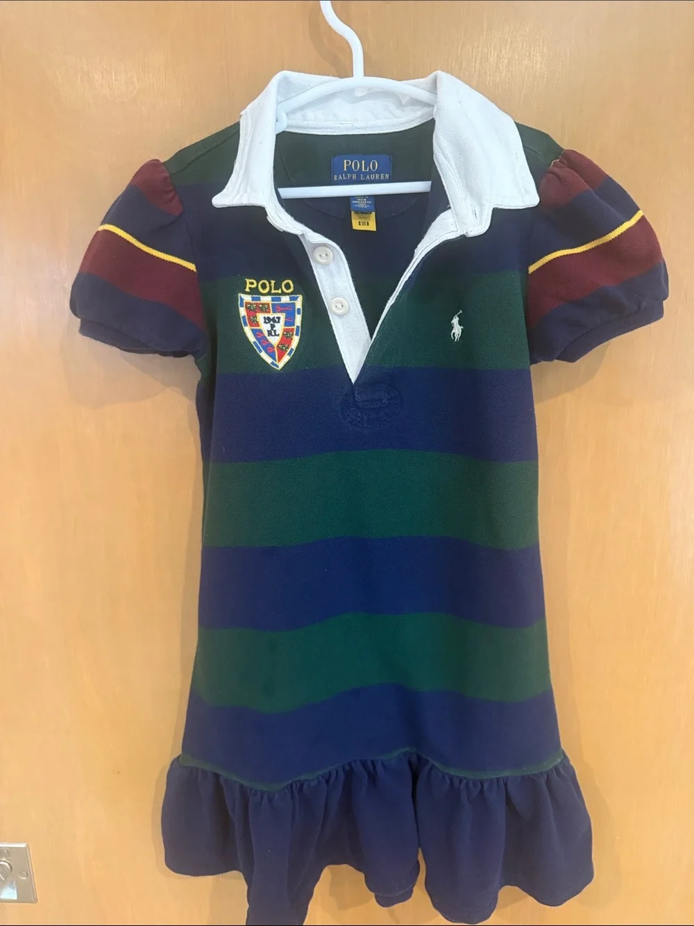 Polo by Ralph Lauren Navy, Green & Burgundy Striped Rugby Dress